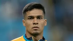 Atacante uruguaio durante aquecimento para partida da Sul-Americana.