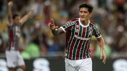 Germán Cano celebra um dos gols marcados com a camisa do Fluminense. Foto: Marcelo Gonçalves/Fluminense.