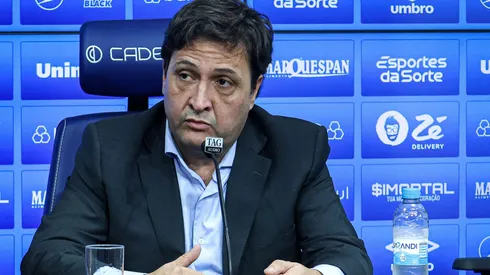 RS - PORTO ALEGRE - 29/06/2023 - GREMIO, COLETIVA DO PRESIDENTE ALBERTO GUERRA - Alberto Guerra presidente do Gremio durante em coletiva de imprensa realizada no CT Luiz Carvalho.
