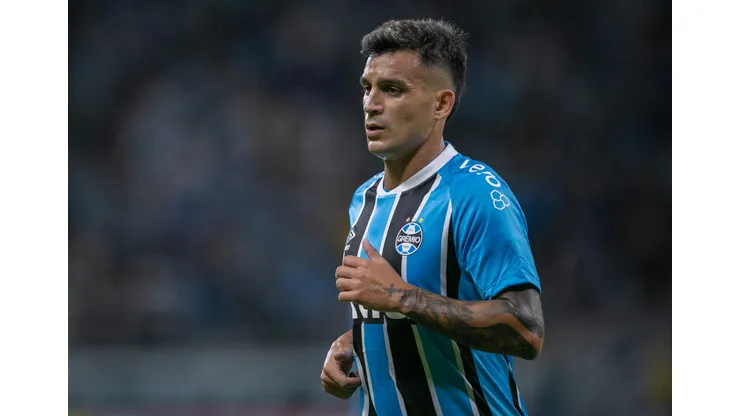 RS - PORTO ALEGRE - 08/04/2025 - COPA SUL-AMERICANA 2025, GREMIO X ATLETICO GRAU - Franco Cristaldo jogador do Gremio durante partida contra o Atletico Grau no estadio Arena do Gremio pelo campeonato Copa Sul-americana 2025. Foto: Liamara Polli/AGIF