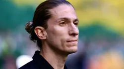 Filipe Luís durante a partida entre Palmeiras e Flamengo, no Allianz Parque, pelo Brasileirão.