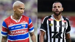 Deyverson e Guilherme se enfrentam em Fortaleza x Santos. Foto: AGIF