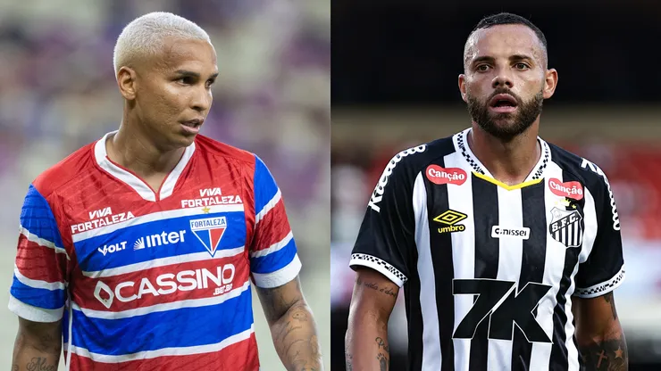 Deyverson e Guilherme se enfrentam em Fortaleza x Santos. Foto: AGIF