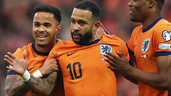 Memphis Depay comemorando gol durante partida entre Holanda e Malta, pelas Eliminatórias para a Copa do Mundo de 2026. Foto: Dean Mouhtaropoulos