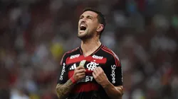 Georgian De Arrascaeta comemora gol marcado pelo Flamengo. Foto: Andre Paes / Alamy Stock Photo