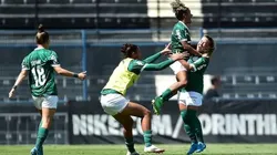 Jogadoras do Palmeiras comemoram gol pelo Brasileirão Feminino. Foto: CBF