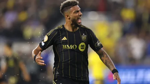 LOS ANGELES, CALIFORNIA - MAY 31: Denis Bouanga #99 of Los Angeles FC reacts during the FIFA Club World Cup 2025 Play-In match between Los Angeles Football Club and Club America at BMO Stadium on May 31, 2025 in Los Angeles, California. (Photo by Luke Hales/Getty Images)