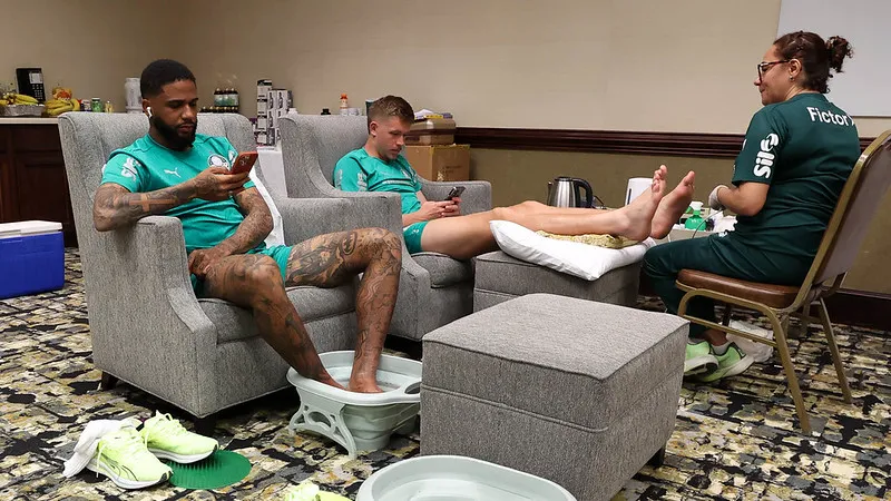 Parte da estrutura montada pelo Palmeiras nos Estados Unidos. Foto: Cesar Greco/Palmeiras