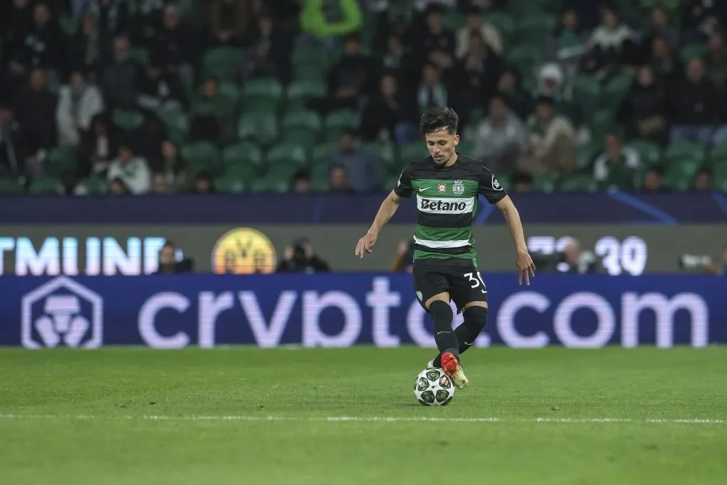 LISBON, PORTUGAL – FEBRUARY 12: Biel Teixeira of Sporting CP makes is debut in Sporting CP team during the UEFA Champions League 2024/25 League Knockout Play-off First Leg match between Sporting Clube de Portugal and Borussia Dortmund at  on February 12, 2025 in Lisbon, Portugal. (Photo by Carlos Rodrigues/Getty Images)