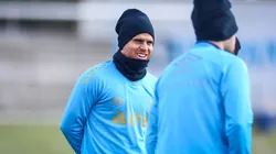 Cuéllar durante treino do Grêmio. FOTO: LUCAS UEBEL/GREMIO FBPA