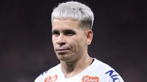 Soteldo durante partida entre Corinthians e Santos, na Neo Química Arena, pelo Campeonato Paulista.