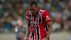 Luizao jogador do Sao Paulo comemora gol durante partida contra o Cuiaba no estadio Arena Pantanal pelo campeonato Brasileiro A 2022. Foto: Gil Gomes/AGIF