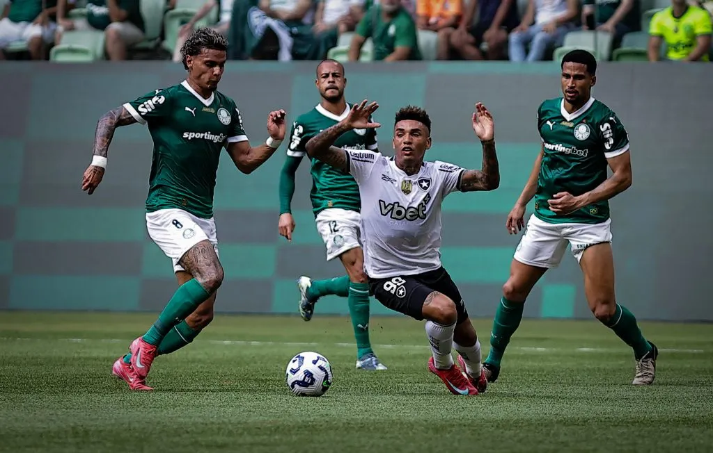 SP – SAO PAULO – 30/03/2025 – BRASILEIRO A 2025, PALMEIRAS X BOTAFOGO –  Igor Jesus jogador do Botafogo durante partida contra o Palmeiras no estadio Arena Allianz Parque pelo campeonato Brasileiro A 2025. Foto: Fabio Giannelli/AGIF