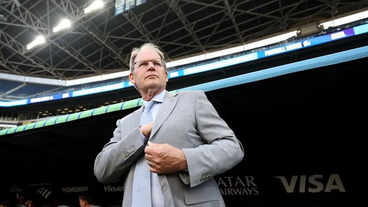 Brian Schmetzer, Head Coach of Seattle Sounders FC, looks on prior to the FIFA Club World Cup 2025 group B match between Botafogo FR and Seattle Sounders FC at Lumen Field on June 15, 2025 in Seattle, Washington. (Photo by Buda Mendes/Getty Images)