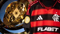 Troféu do Mundial de Clubes com a camisa do Flamengo. Foto: Hermes de Paula / Flamengo