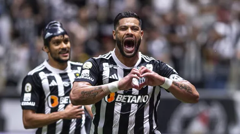 Hulk, jogador do Atlético-MG, comemora seu gol durante partida contra o Bahia, pelo Brasileirão Betano de 2024. Foto: Alessandra Torres/AGIF.