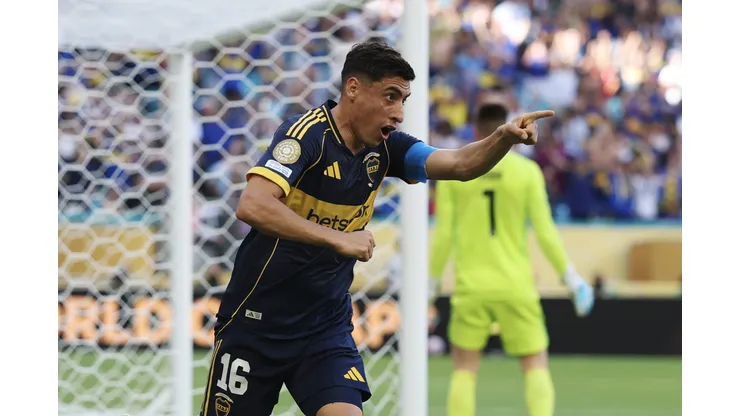 MIAMI GARDENS, FLORIDA - JUNE 16: Miguel Merentiel #16 of CA Boca Juniors celebrates after scoring his team's first goal during the FIFA Club World Cup 2025 group C match between CA Boca Juniors and SL Benfica at Hard Rock Stadium on June 16, 2025 in Miami Gardens, Florida. (Photo by Dan Mullan/Getty Images)