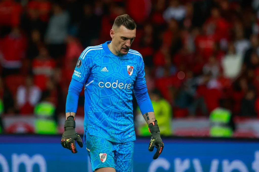 RS – PORTO ALEGRE – 08/08/2023 – LIBERTADORES 2023, INTERNACIONAL X RIVER PLATE – Franco Armani jogador do River Plate durante partida contra o Internacional no estadio Beira-Rio pelo campeonato Libertadores 2023. Foto: Luiz Erbes/AGIF