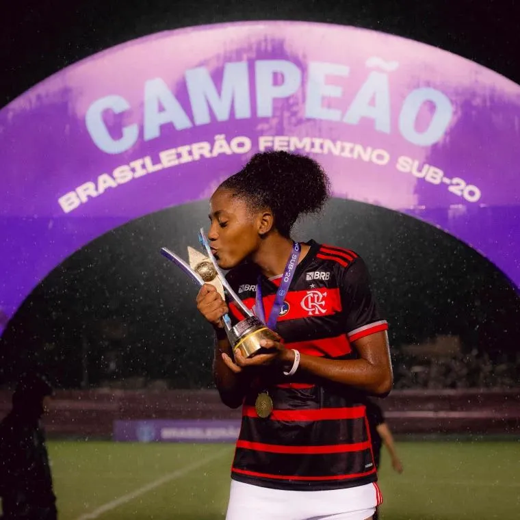 Jogadora da base do Flamengo, Kaylane. Foto: Paula Reis/CRF