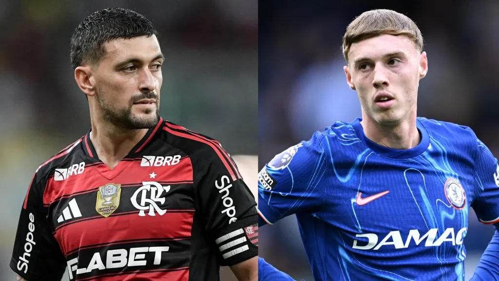 Arrascaeta e Cole Palmer se enfrentarão em Flamengo x Chelsea. Foto: Agif e Getty Images