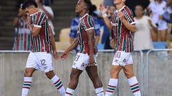 RIO DE JANEIRO, BRAZIL - MAY 29: Serna (R) of Fluminense celebrates with teammates after scoring the team's second goal during the Copa CONMEBOL Sudamericana 2025 Group F match between Fluminense and Once Caldas at Maracana Stadium on May 29, 2025 in Rio de Janeiro, Brazil. (Photo by Buda Mendes/Getty Images)