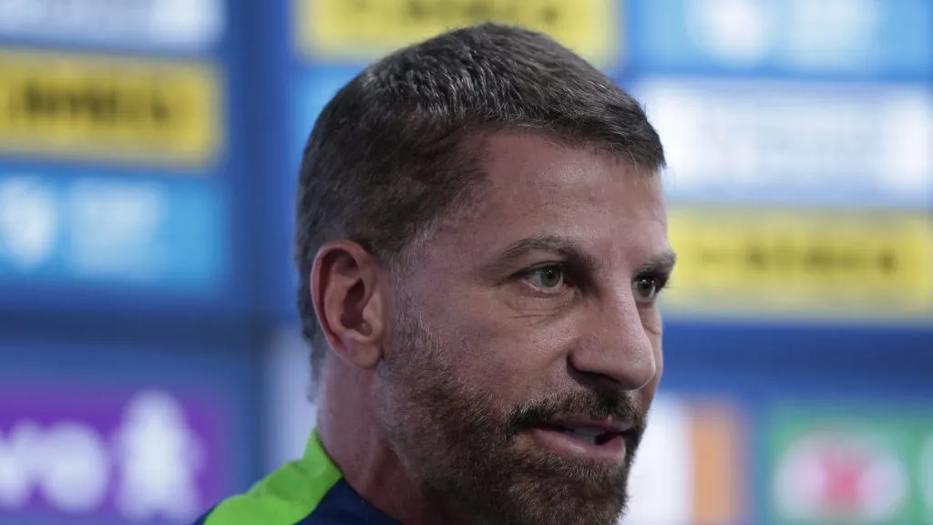 Pedrinho é apresentado como Chefe de Delegacao da CBF durante em coletiva de imprensa. Foto: Ettore Chiereguini/AGIF.