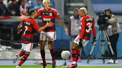 TANGER MED, MOROCCO - FEBRUARY 07: Pedro of Flamengo celebrates after scoring the team's first goal during the FIFA Club World Cup Morocco 2022 Semi Final match between Flamengo v Al Hilal SFC at Stade Ibn-Batouta on February 07, 2023 in Tanger Med, Morocco. (Photo by Michael Steele/Getty Images)