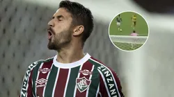 Gol perdido de Everaldo contra o Borussia tem ângulo impressionante filmado por torcedores. FotoxFoto: Everaldo (AGIF); Lance (Reprodução)