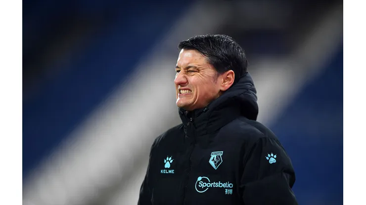 HUDDERSFIELD, ENGLAND - DECEMBER 19: Vladimir Ivic, Head Coach of Watford reacts during the Sky Bet Championship match between Huddersfield Town and Watford at John Smith's Stadium on December 19, 2020 in Huddersfield, England. The match will be played without fans, behind closed doors as a Covid-19 precaution. (Photo by Gareth Copley/Getty Images)