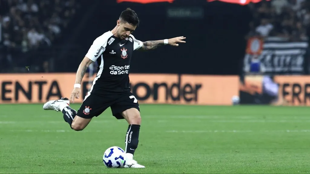 Igor Coronado jogador do Corinthians durante partida contra o Novorizontino no estádio Arena Corinthians pelo campeonato Copa Do Brasil 2025. Foto: Marcello Zambrana/AGIF