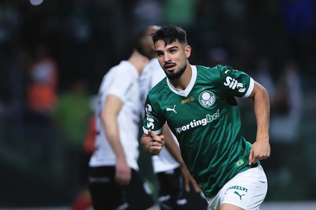 SP – SAO PAULO – 22/05/2025 – COPA DO BRASIL 2025, PALMEIRAS X CEARA – Flaco Lopez jogador do Palmeiras comemora seu gol durante partida contra o Ceara no estadio Arena Allianz Parque pelo campeonato Copa Do Brasil 2025. Foto: Ettore Chiereguini/AGIF