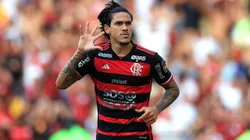 RIO DE JANEIRO, BRAZIL - MAY 11: Pedro of Flamengo celebrates after scoring the team's first goal during the match between Flamengo and Corinthians as part of Brasileirao 2024 at Maracana Stadium on May 11, 2024 in Rio de Janeiro, Brazil. (Photo by Buda Mendes/Getty Images)