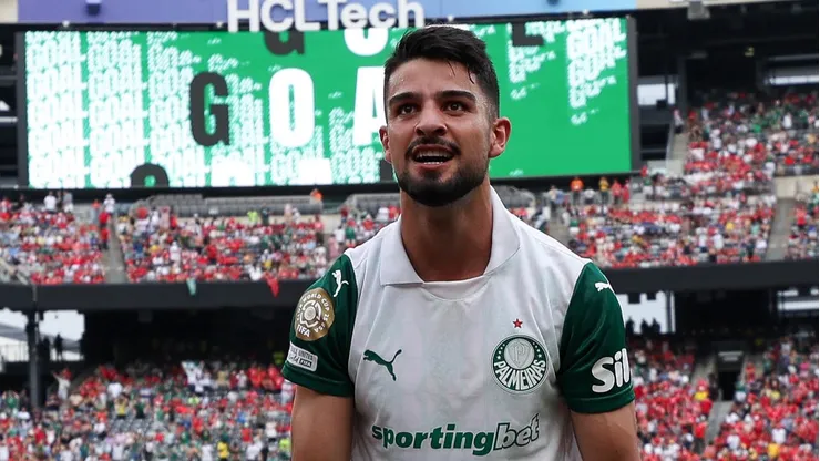 Flaco López comemora seu gol pelo Palmeiras. Foto: Cesar Greco/Palmeiras