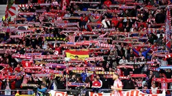 Torcida do Atlético de Madrid-ESP fazendo a festa. Foto: Florencia Tan Jun/Getty Images.
