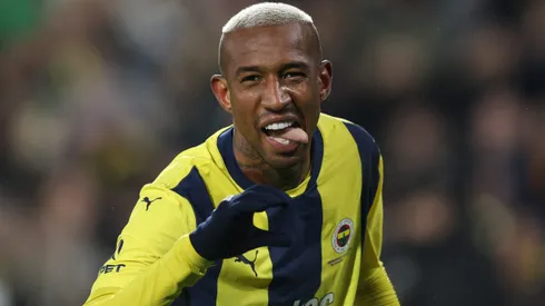 ISTANBUL, TURKEY – APRIL 6: Anderson Talisca of Fenerbahce celebrates after scoring his team's third goal during the Turkish Super League match between Fenerbahce and Trabzonspor at Ulker Sukru Saracoglu Stadium on April 6, 2025 in Istanbul, Turkey. (Photo by Ahmad Mora/Getty Images)