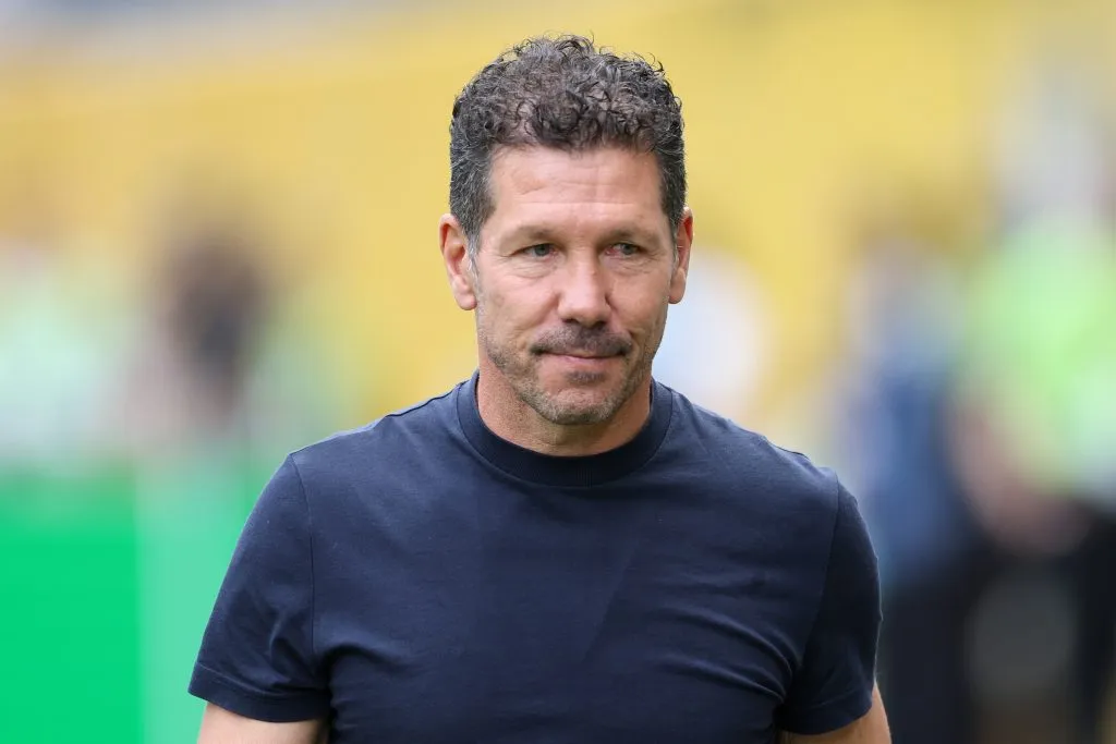 SEATTLE, WASHINGTON – JUNE 19: Diego Simeone, Head Coach of Atletico De Madrid, looks on during the FIFA Club World Cup 2025 group B match between Seattle Sounders FC and Club Atletico de Madrid at Lumen Field on June 19, 2025 in Seattle, Washington. (Photo by Buda Mendes/Getty Images)