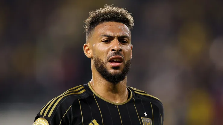 LOS ANGELES, CALIFORNIA - MAY 31: Denis Bouanga #99 of Los Angeles Football Club looks on against the Club América during a FIFA Club World Cup 2025 Play-In at BMO Stadium on May 31, 2025 in Los Angeles, California. (Photo by Luke Hales/Getty Images)