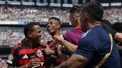 Jogadores do Flamengo comemoram gol marcado contra o Chelsea-ING. Foto: Gilvan de Souza/Flamengo.