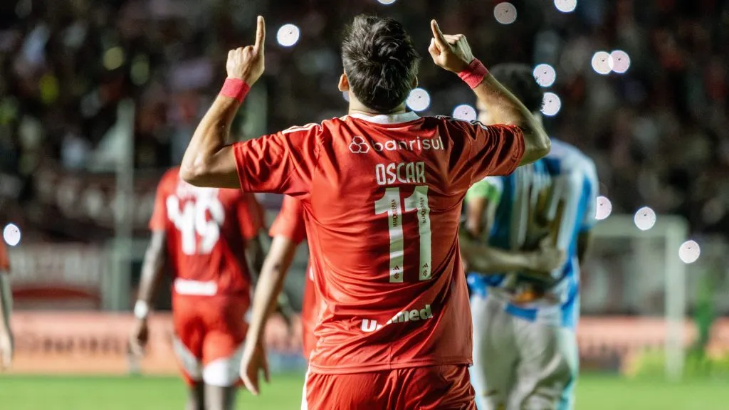 Oscar Romero jogador do Internacional comemora seu gol durante partida contra o Maracanã no estádio Orlando Scarpelli pelo campeonato Copa Do Brasil 2025. Foto: Lucas Gabriel Cardoso/AGIF
