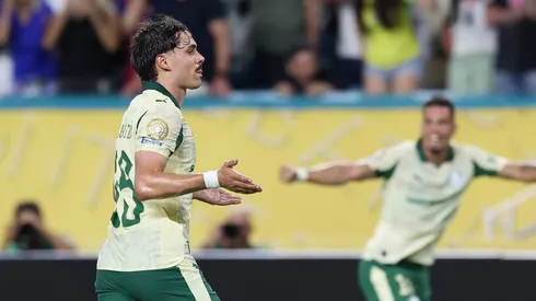 Mauricio comemora gol marcado contra o Inter Miami-EUA. Foto: Cesar Greco/Palmeiras.