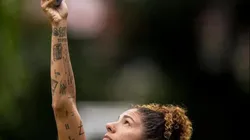 Jogadora Cristiane, durante campanha da chuteira Adidas F50 Sparkfusion para futebol feminino. Foto: Adidas/Divulgação