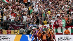 EAST RUTHERFORD, NEW JERSEY - JUNE 21: Juan Freytes #22 of Fluminense FC celebrates scoring his team's third goal with teammates during the FIFA Club World Cup 2025 group F match between Fluminense FC and Ulsan HD FC at MetLife Stadium on June 21, 2025 in East Rutherford, New Jersey. (Photo by Francois Nel/Getty Images)