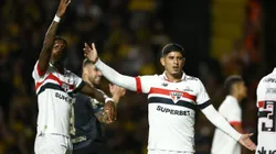 CRICIUMA, BRAZIL - OCTOBER 26: Alan Franco of Sao Paulo gestures during the match between Criciuma and Sao Paulo as part of Brasileirao 2024 at Heriberto Hulse Stadium on October 26, 2024 in Criciuma, Brazil. (Photo by Pedro H. Tesch/Getty Images)