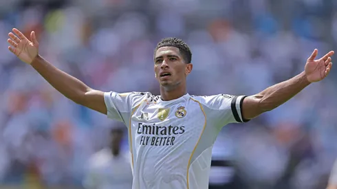 Jude Bellingham comemora gol marcado pelo Real Madrid. Foto: Action Plus Sports Images / Alamy Stock Photo