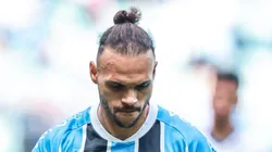 RS - PORTO ALEGRE - 25/05/2025 - BRASILEIRO A 2025, GREMIO X BAHIA - Martin Braithwaite jogador do Gremio comemora seu gol durante partida contra o Bahia no estadio Arena do Gremio pelo campeonato Brasileiro A 2025.
