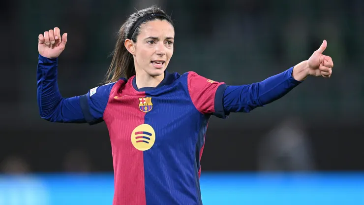 WOLFSBURG, GERMANY - MARCH 19: Aitana Bonmatí of Barcelona in action during the UEFA Women's Champions League quarterfinals first leg match between VfL Wolfsburg and FC Barcelona on March 19, 2025 in Wolfsburg, Germany. (Photo by Stuart Franklin/Getty Images)