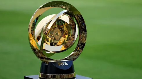 LOS ANGELES, CALIFORNIA - MAY 31: A detailed view of the Club World Cup trophy before the game between the Los Angeles Football Club and Club América in a FIFA Club World Cup 2025 Play-In at BMO Stadium on May 31, 2025 in Los Angeles, California. (Photo by Luke Hales/Getty Images)