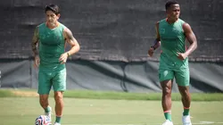 Cano e Arias durante o treino do Fluminense. Foto: Marcelo Gonçalves/Fluminense FC