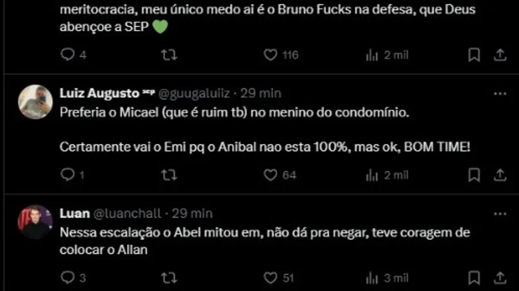 Reações palmeirenses