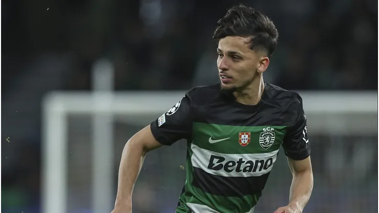 LISBON, PORTUGAL - FEBRUARY 12: Biel Teixeira of Sporting CP makes is debut in Sporting CP team during the UEFA Champions League 2024/25 League Knockout Play-off First Leg match between Sporting Clube de Portugal and Borussia Dortmund at on February 12, 2025 in Lisbon, Portugal. (Photo by Carlos Rodrigues/Getty Images)